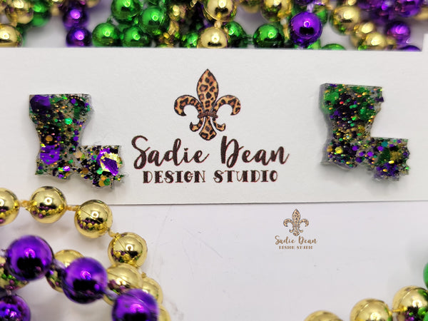 Mardi Gras Stud Earrings