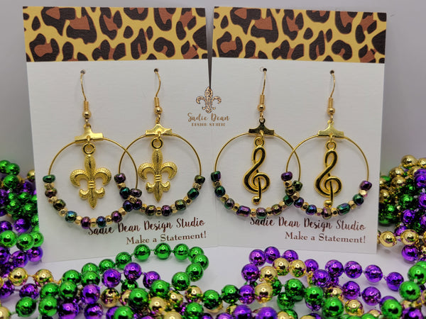 Mardi Gras Hoop Earrings