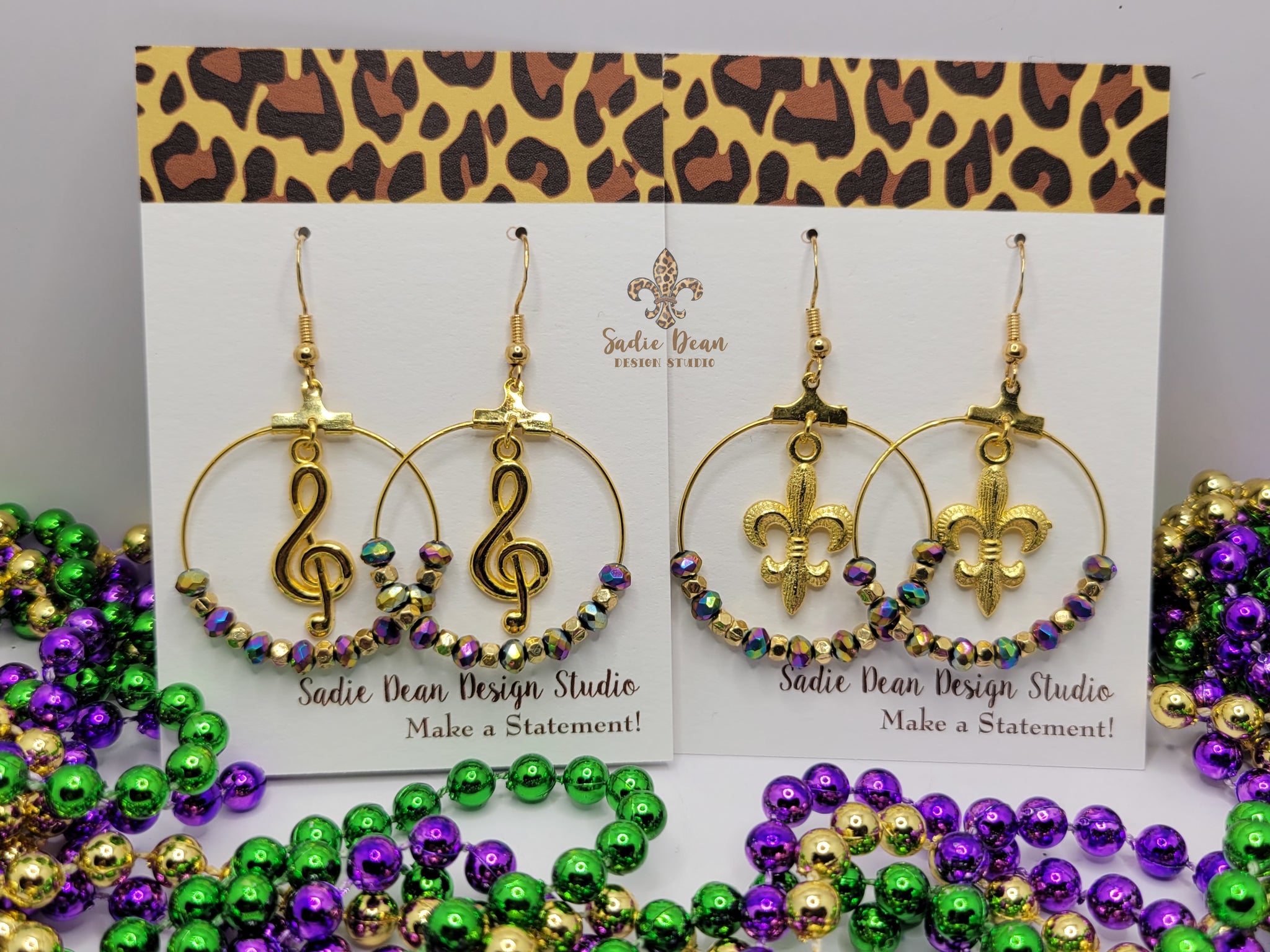 Mardi Gras Hoop Earrings